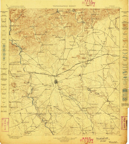 1898 Uvalde, TX - Texas - USGS Topographic Map