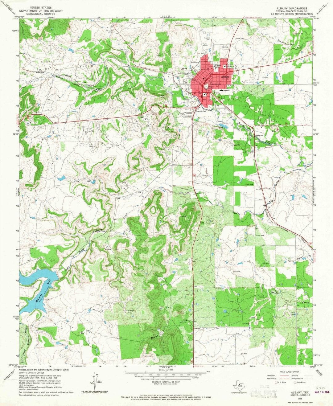 1965 Albany, TX - Texas - USGS Topographic Map