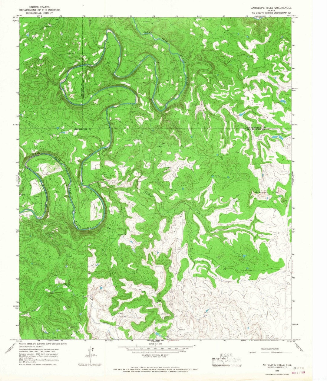 1965 Antelope Hills, TX - Texas - USGS Topographic Map