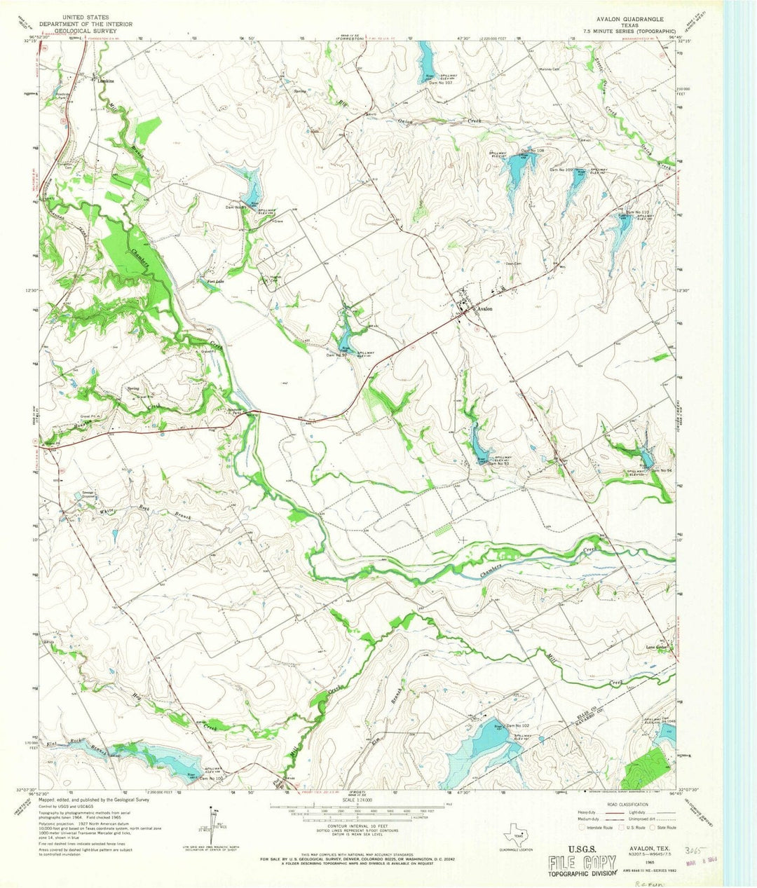 1965 Avalon, TX - Texas - USGS Topographic Map