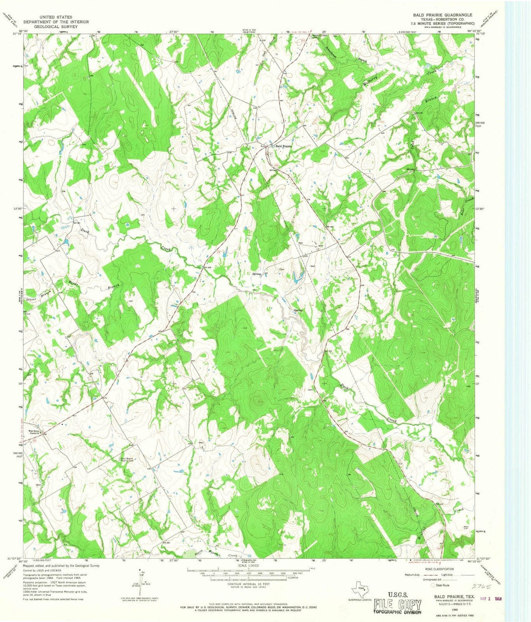 1965 Bald Prairie, TX - Texas - USGS Topographic Map