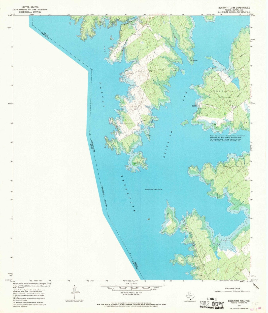 1965 Beckwith Arm, TX - Texas - USGS Topographic Map