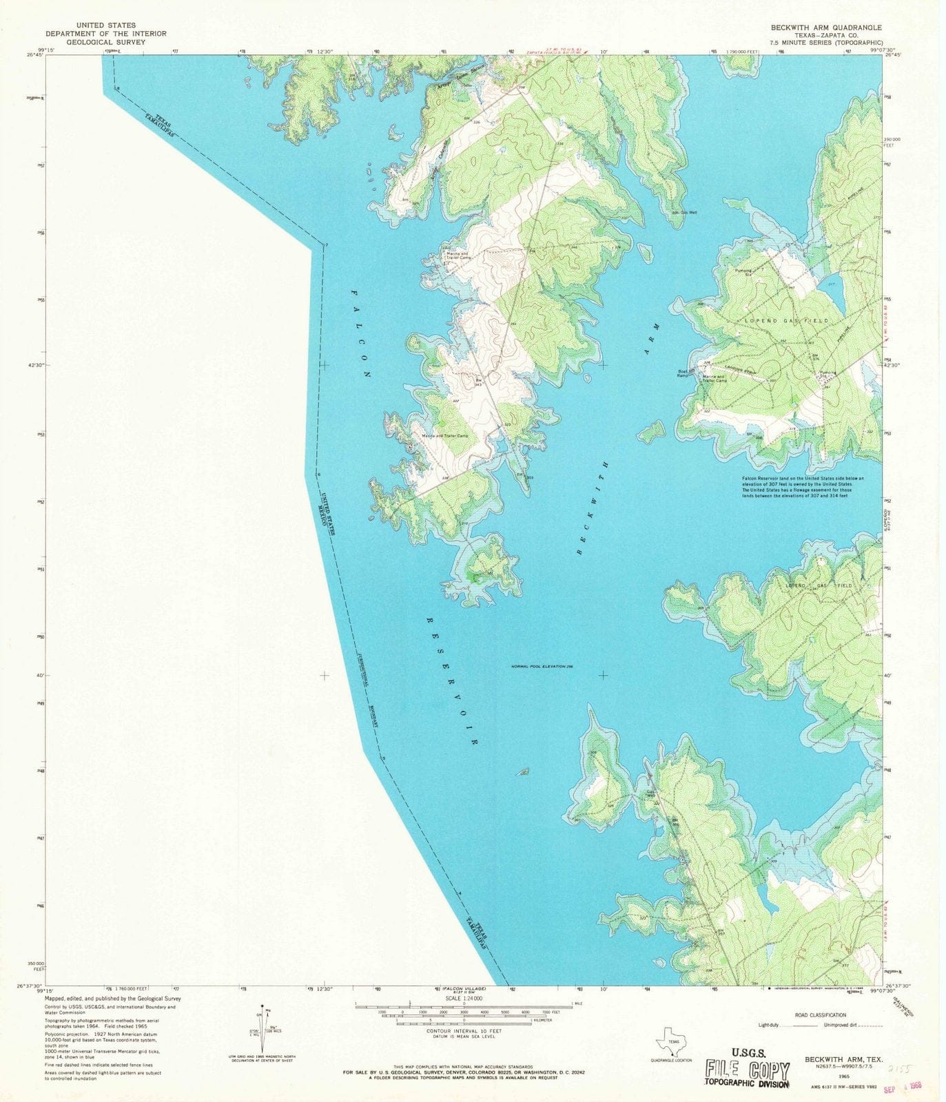 1965 Beckwith Arm, TX - Texas - USGS Topographic Map