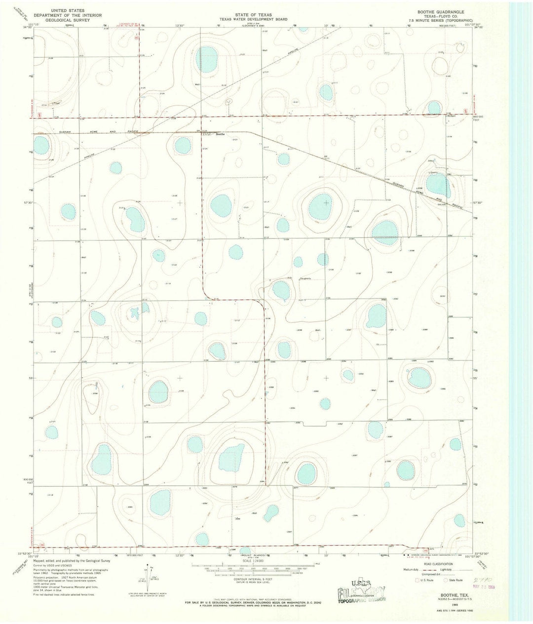 1965 Boothe, TX - Texas - USGS Topographic Map