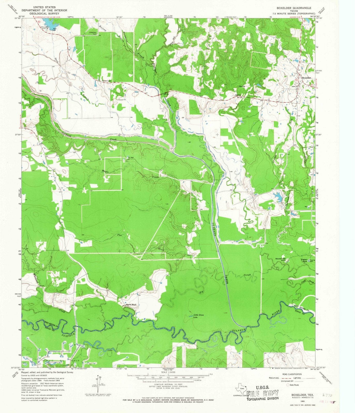 1965 Boxelder, TX - Texas - USGS Topographic Map