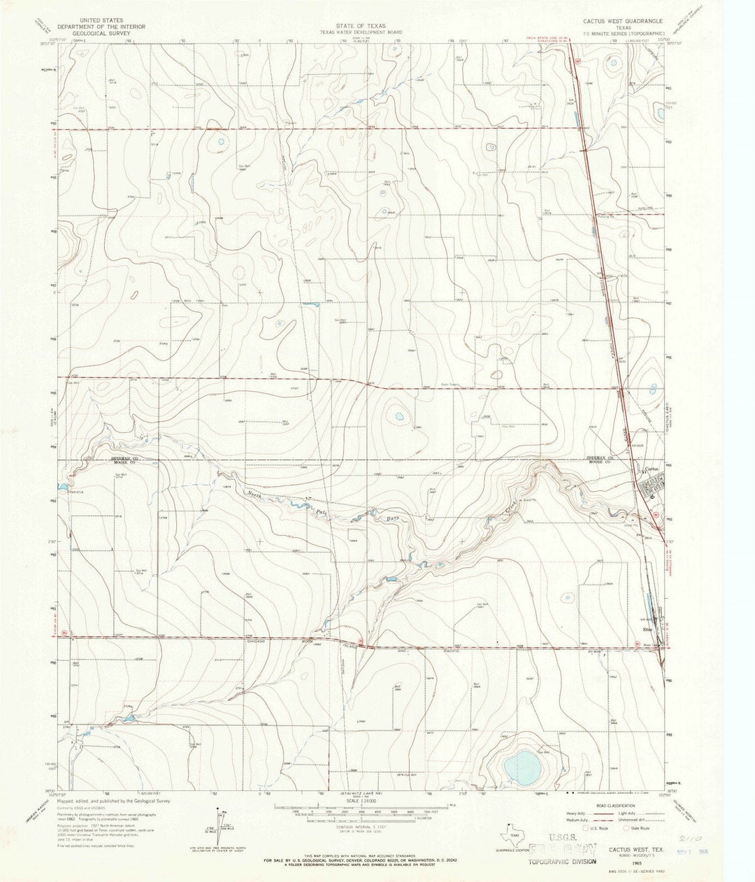 1965 Cactus West, TX - Texas - USGS Topographic Map