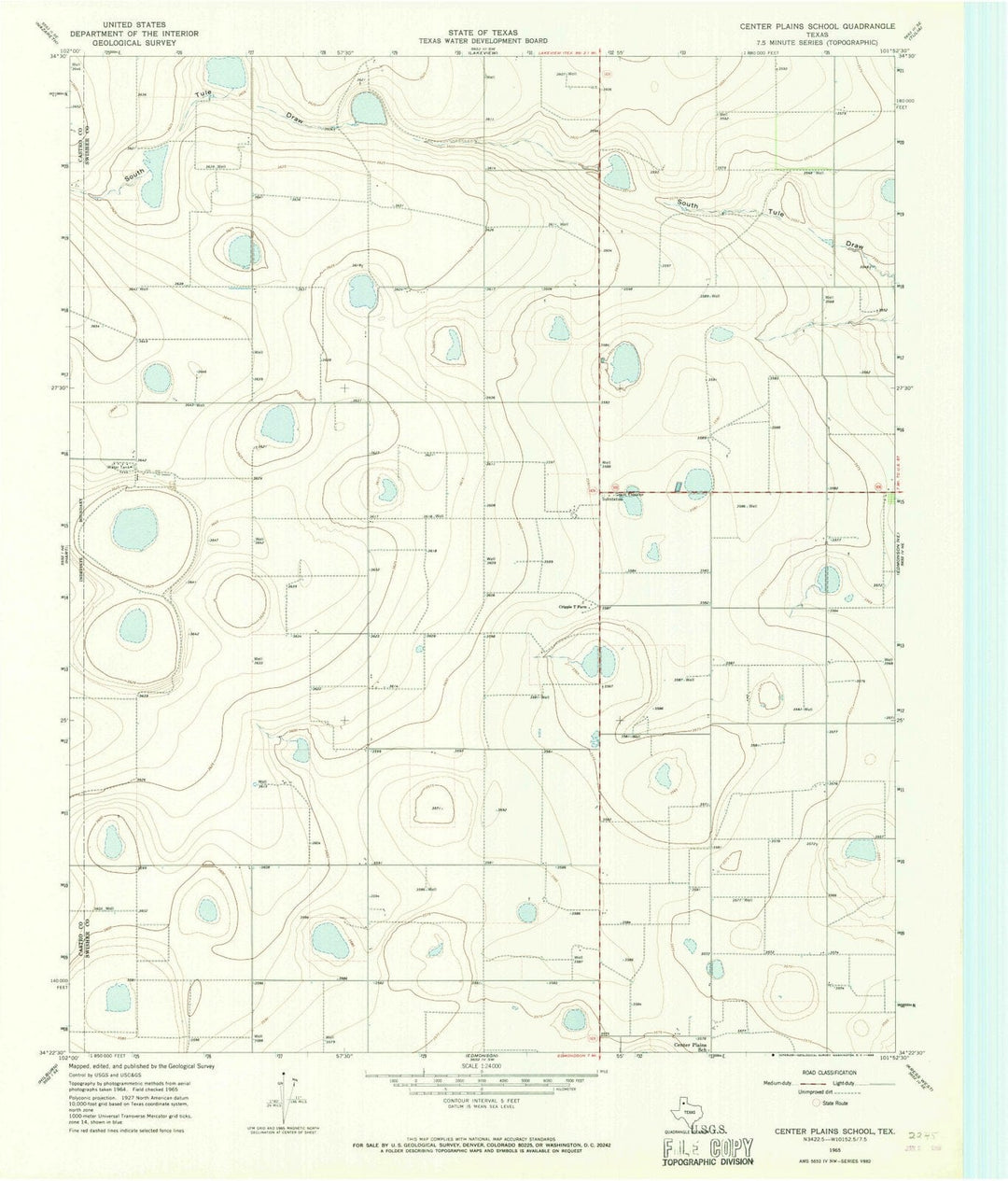 1965 Center Plains School, TX - Texas - USGS Topographic Map