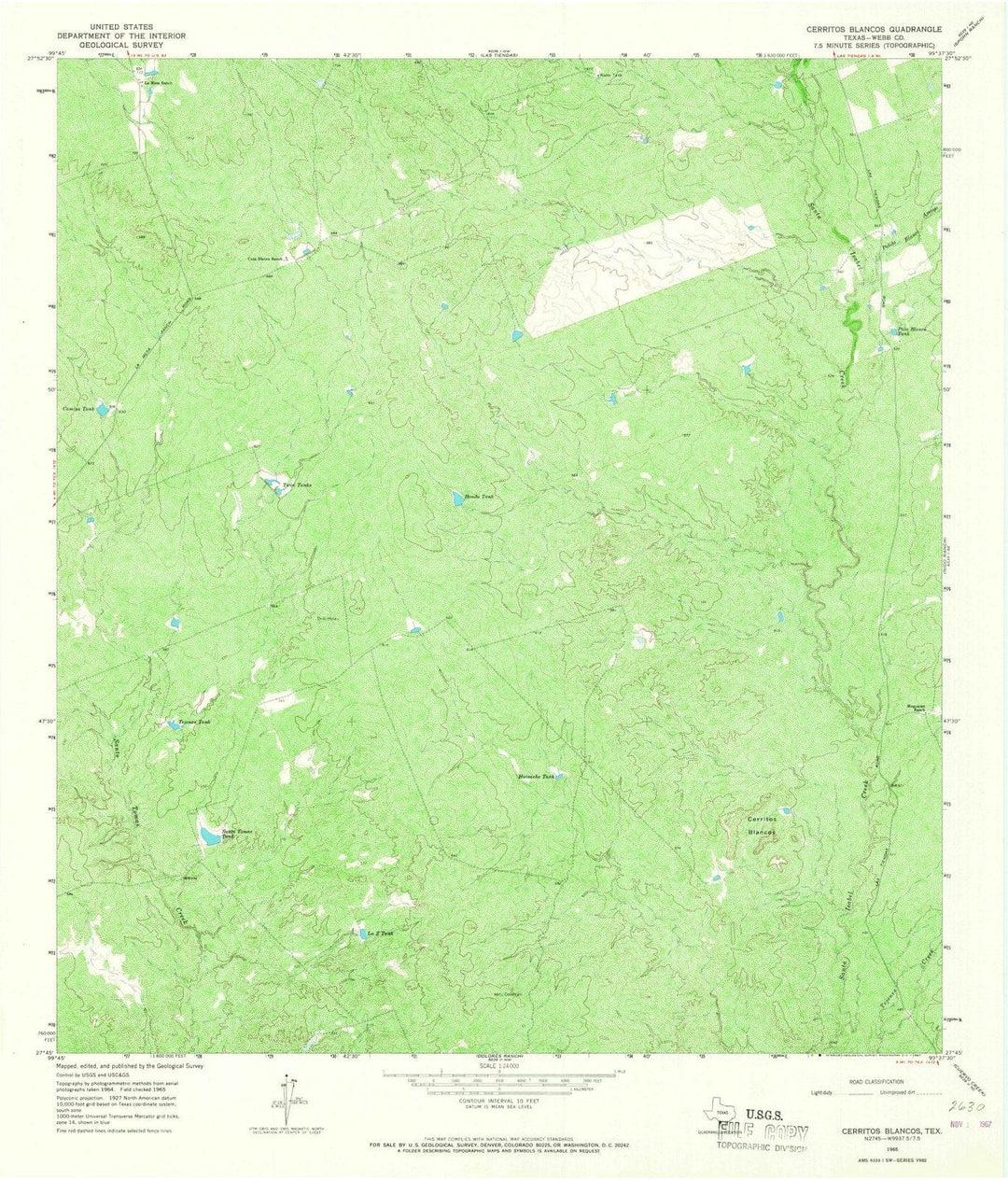 1965 Cerritos Blancos, TX - Texas - USGS Topographic Map