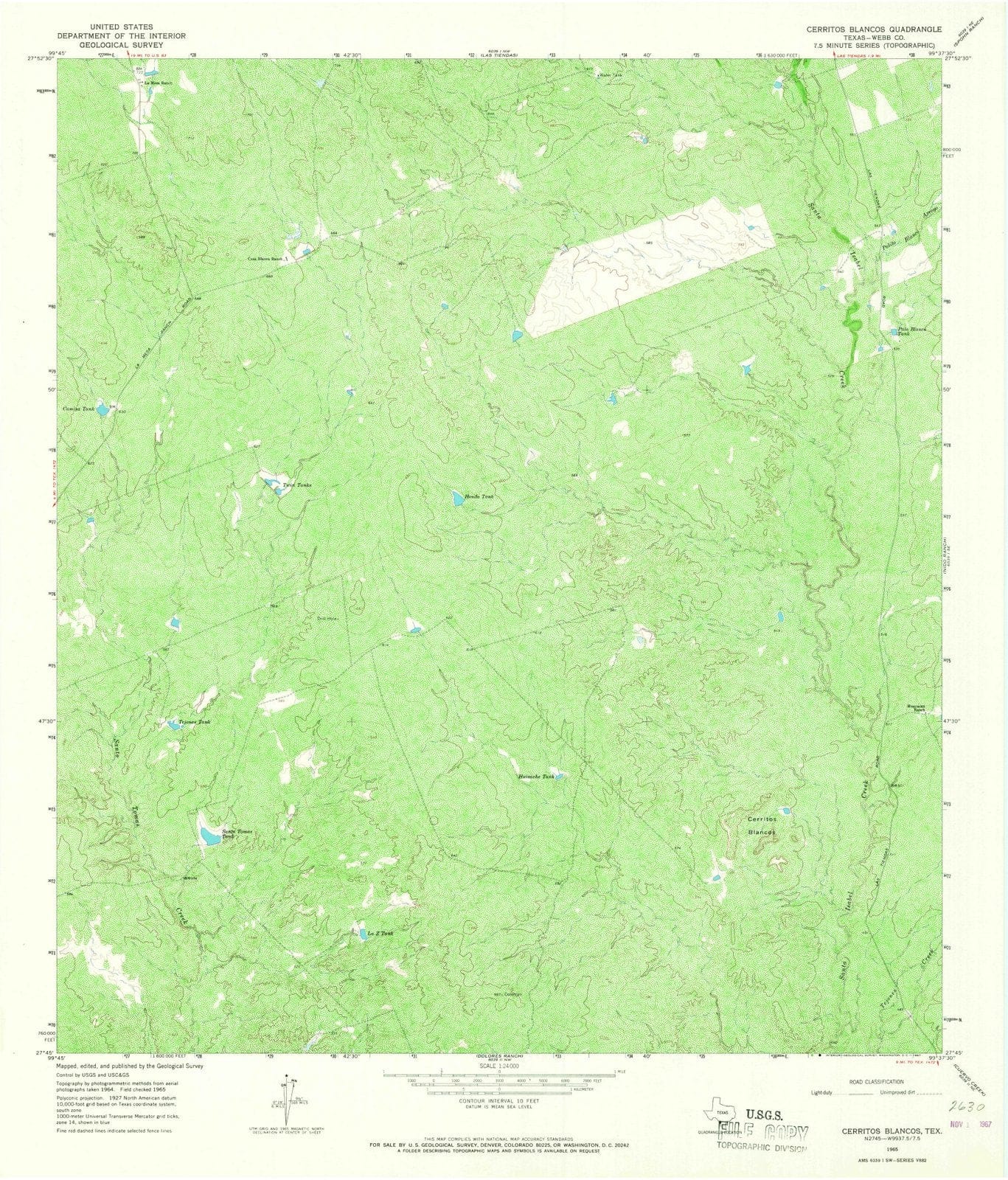 1965 Cerritos Blancos, TX - Texas - USGS Topographic Map