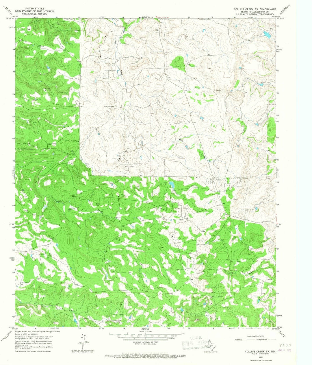 1965 Collins Creek, TX - Texas - USGS Topographic Map