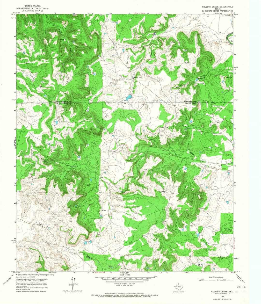 1965 Collins Creek, TX - Texas - USGS Topographic Map v2