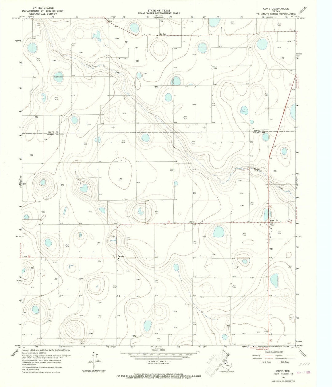 1965 Cone, TX - Texas - USGS Topographic Map