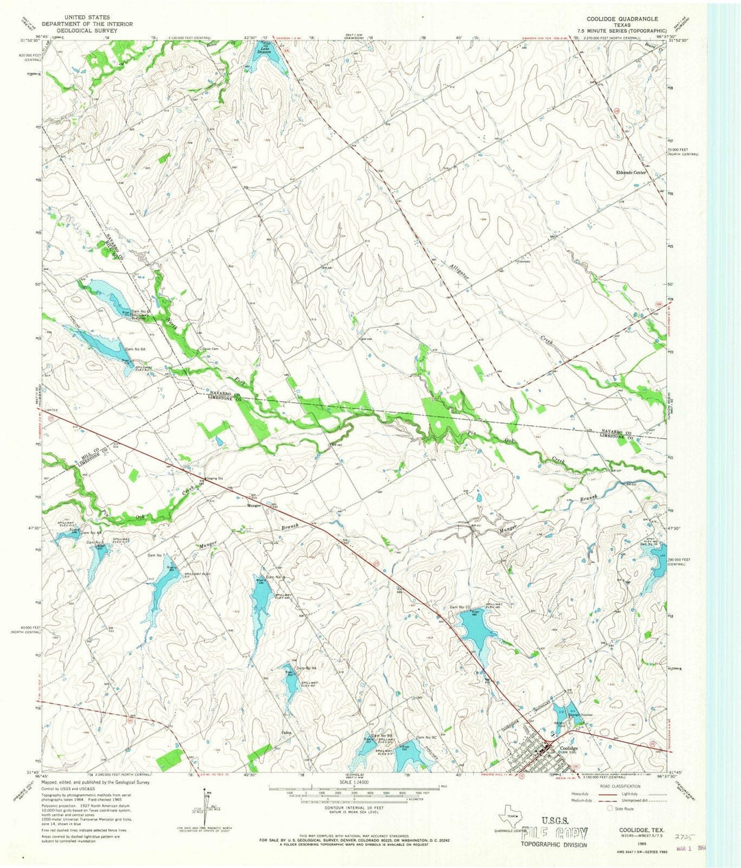1965 Coolidge, TX - Texas - USGS Topographic Map