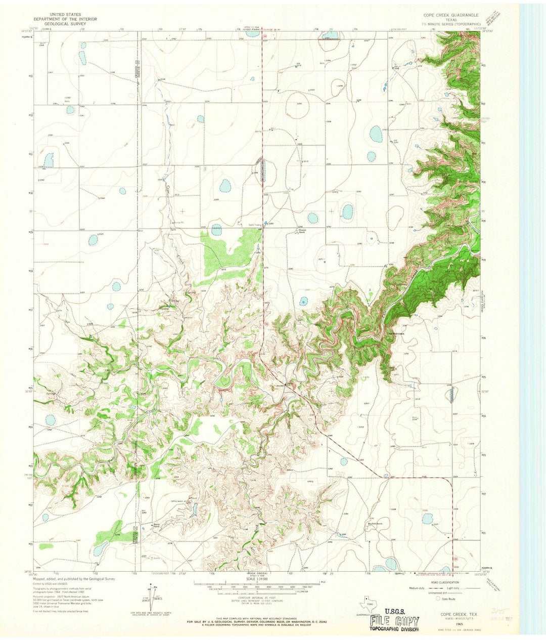 1965 Cope Creek, TX - Texas - USGS Topographic Map