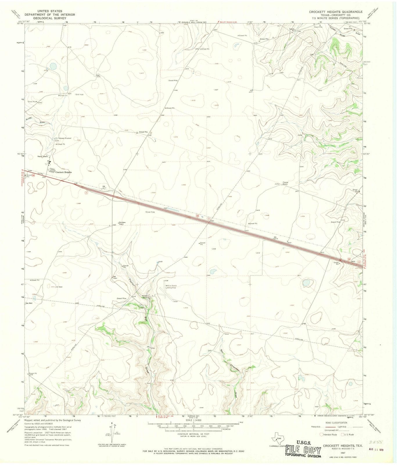 1967 Crockett Heights, TX - Texas - USGS Topographic Map