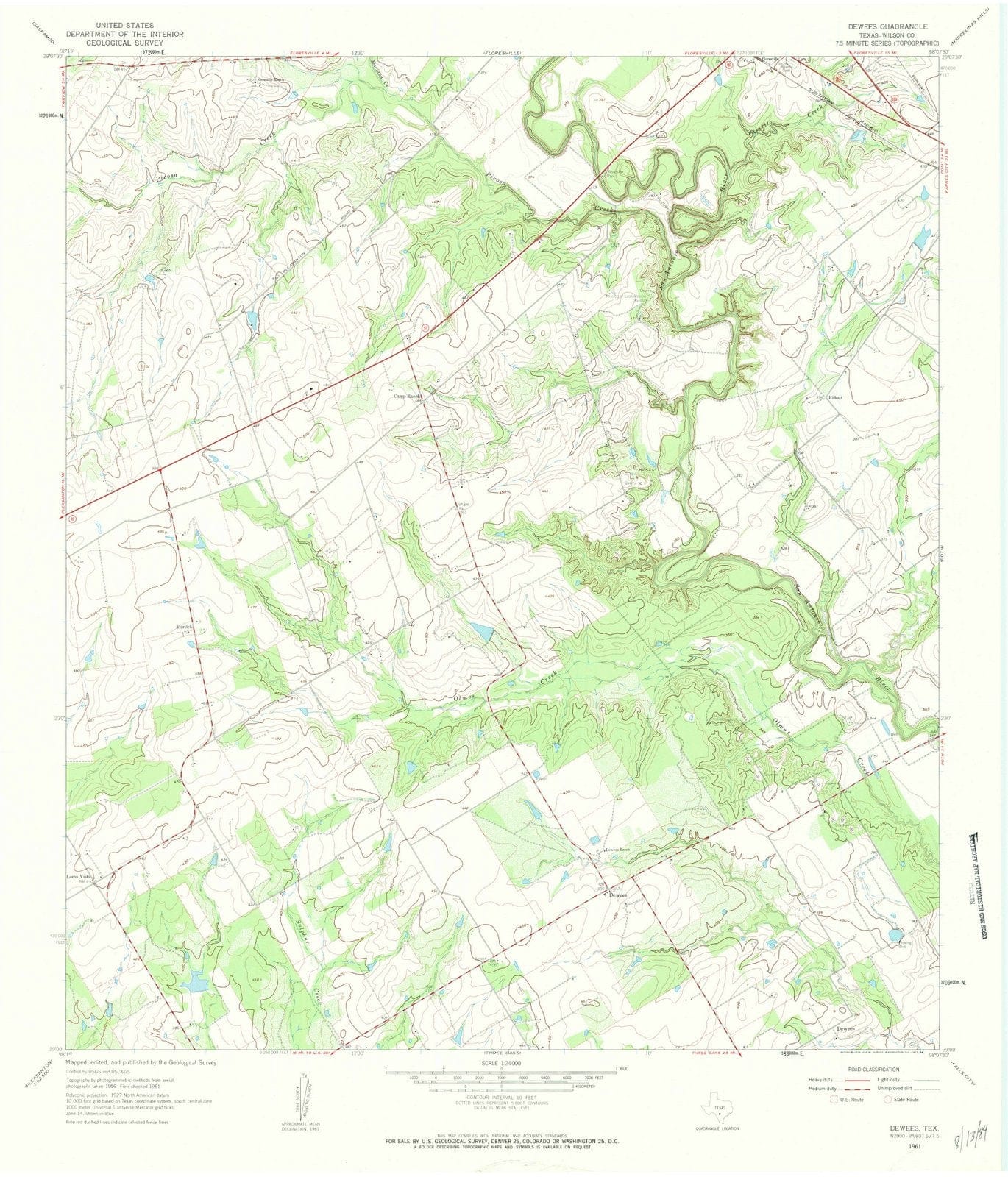 1961 Dewees, TX - Texas - USGS Topographic Map