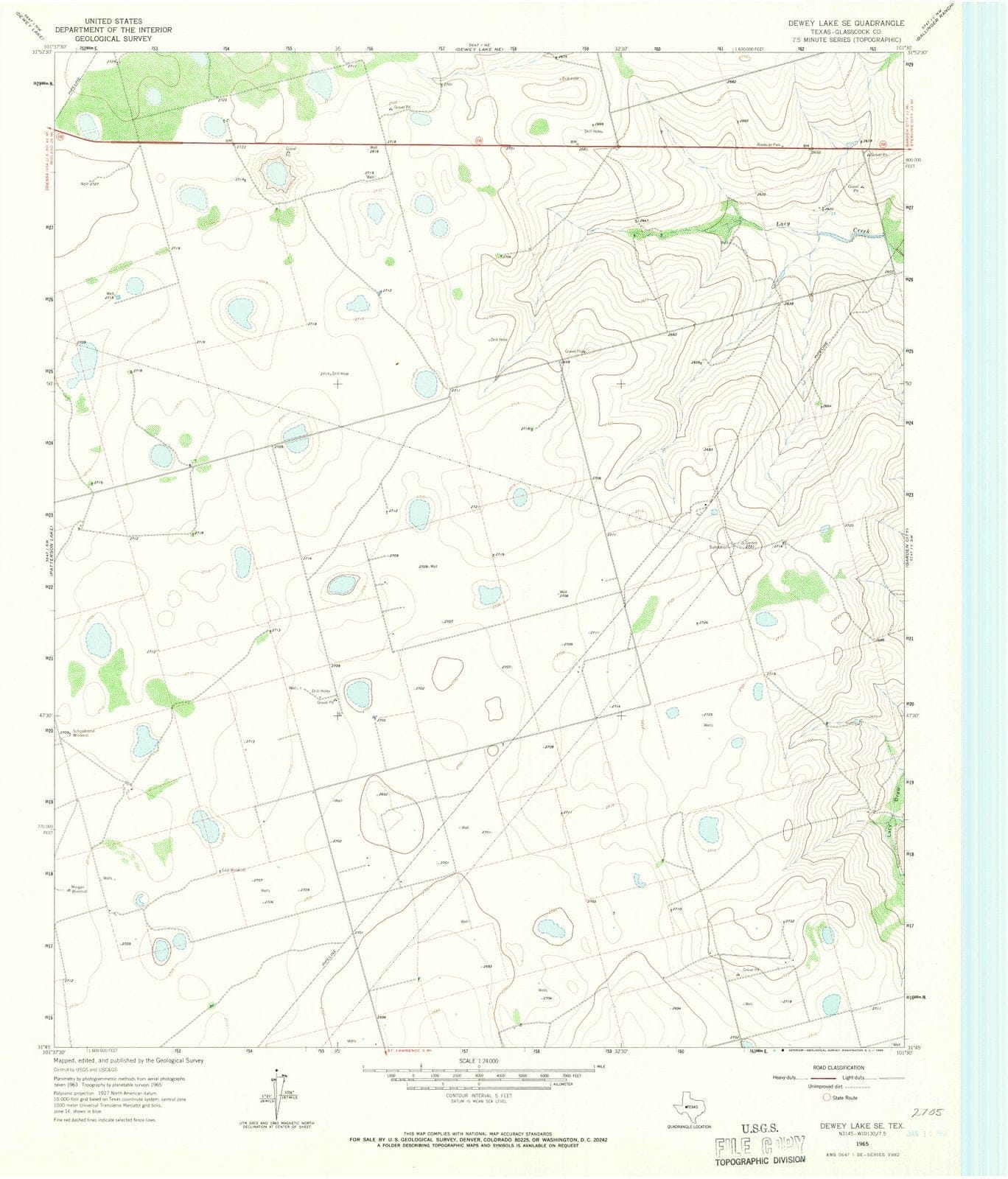 1965 Dewey Lake, TX - Texas - USGS Topographic Map
