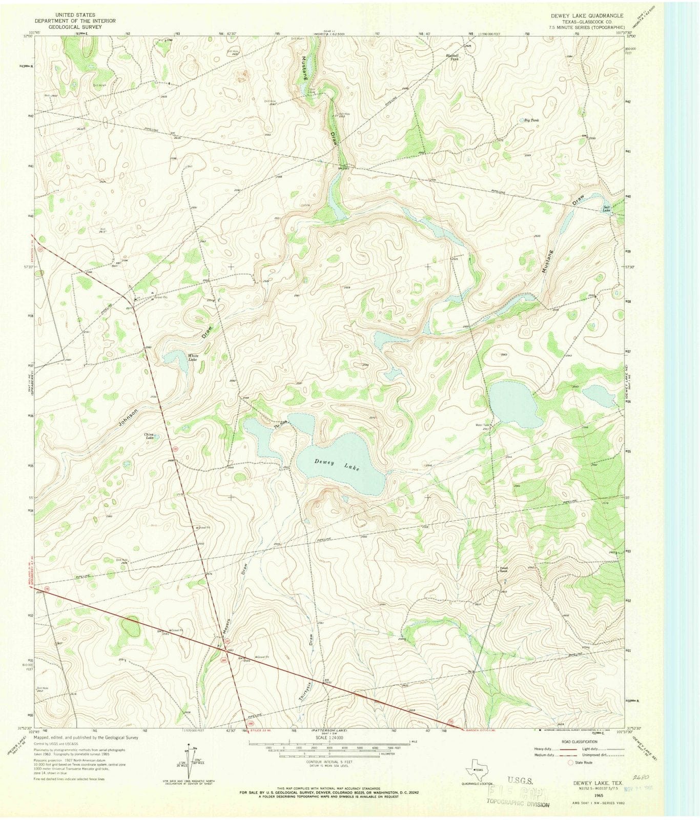 1965 Dewey Lake, TX - Texas - USGS Topographic Map v2