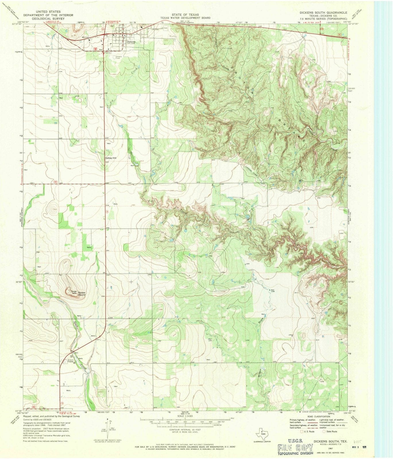 1967 Dickens South, TX - Texas - USGS Topographic Map