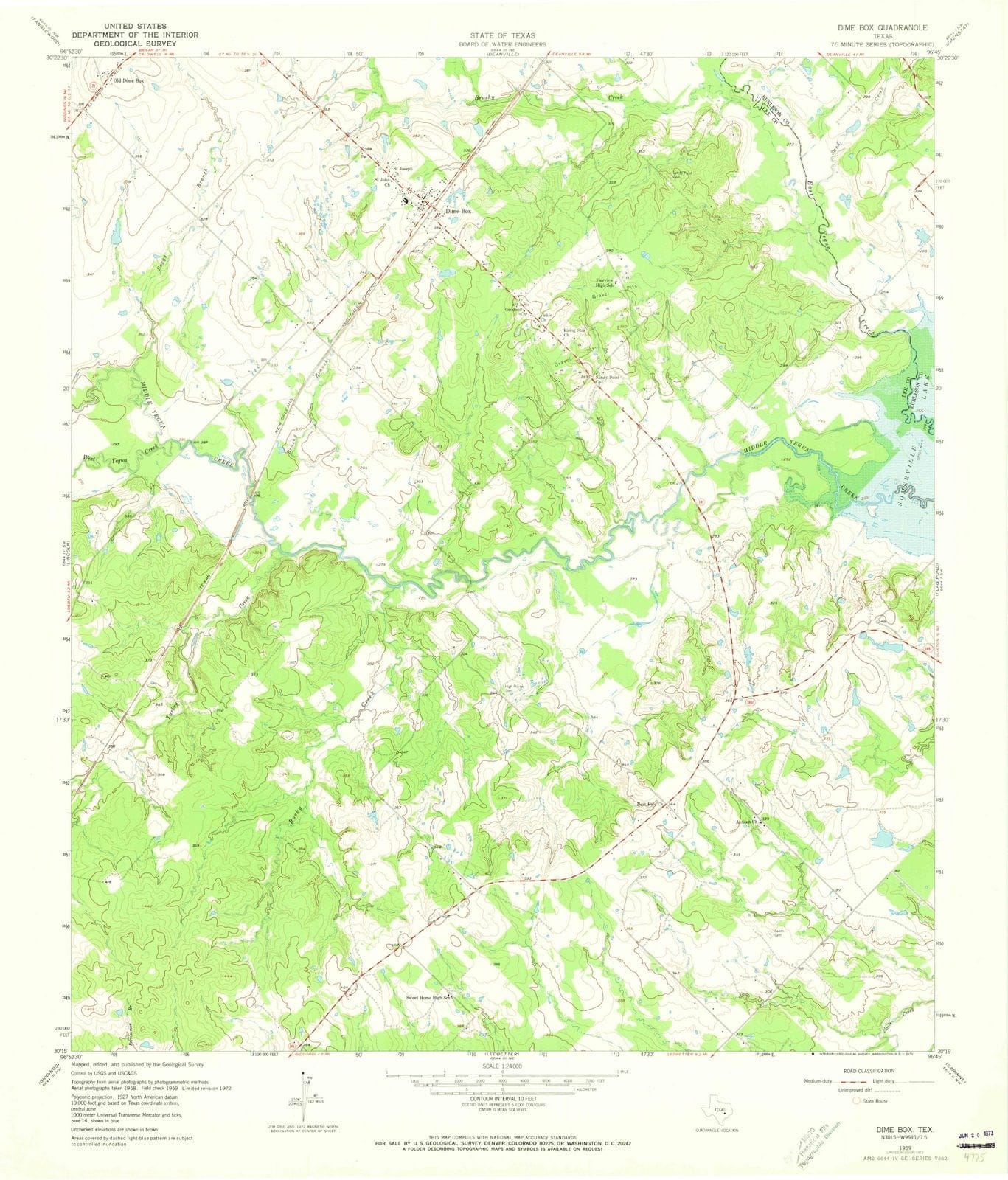 1959 Dime Box, TX - Texas - USGS Topographic Map
