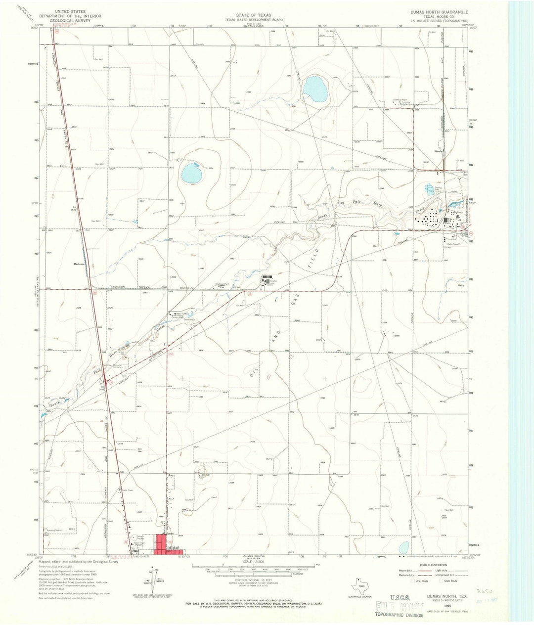 1965 Dumas, TX - Texas - USGS Topographic Map