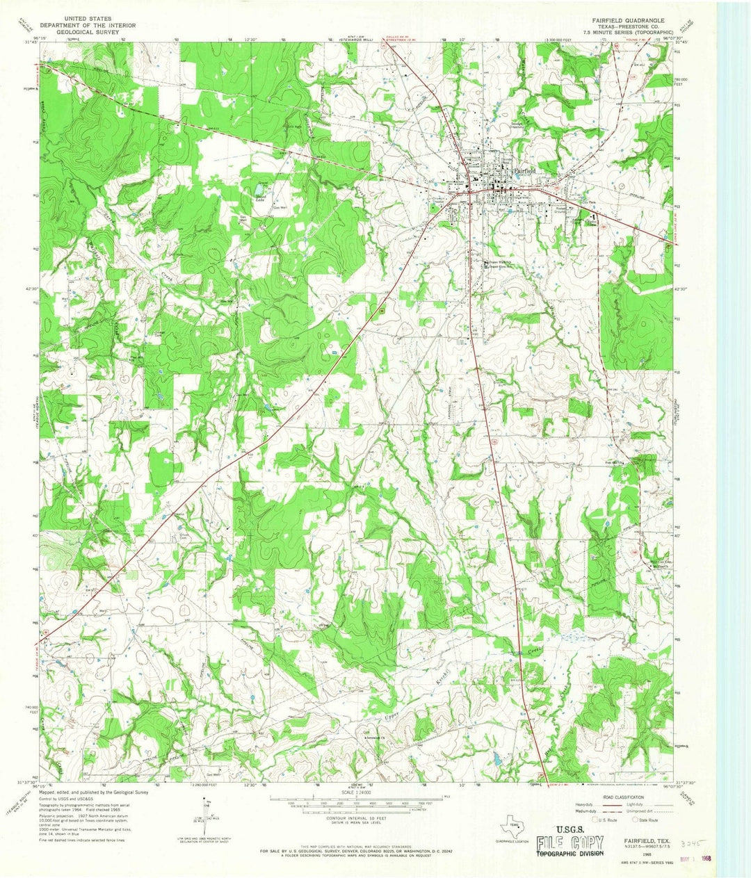 1965 Fairfield, TX - Texas - USGS Topographic Map