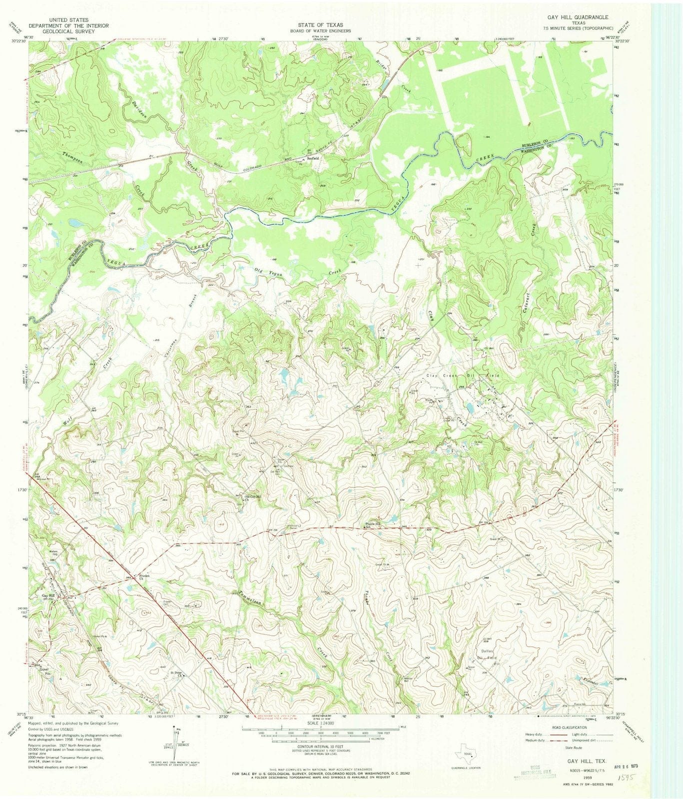 1959 Gay Hill, TX - Texas - USGS Topographic Map
