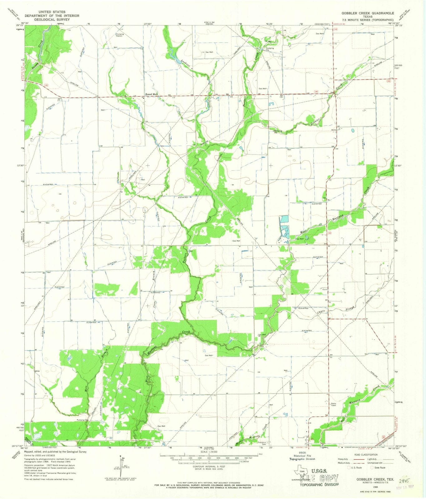 1965 Gobbler Creek, TX - Texas - USGS Topographic Map