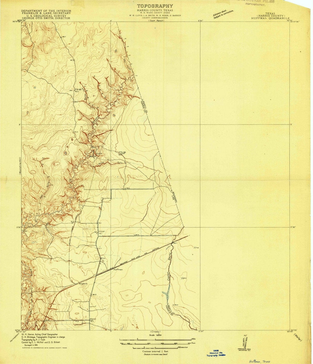 1916 Huffman, TX - Texas - USGS Topographic Map