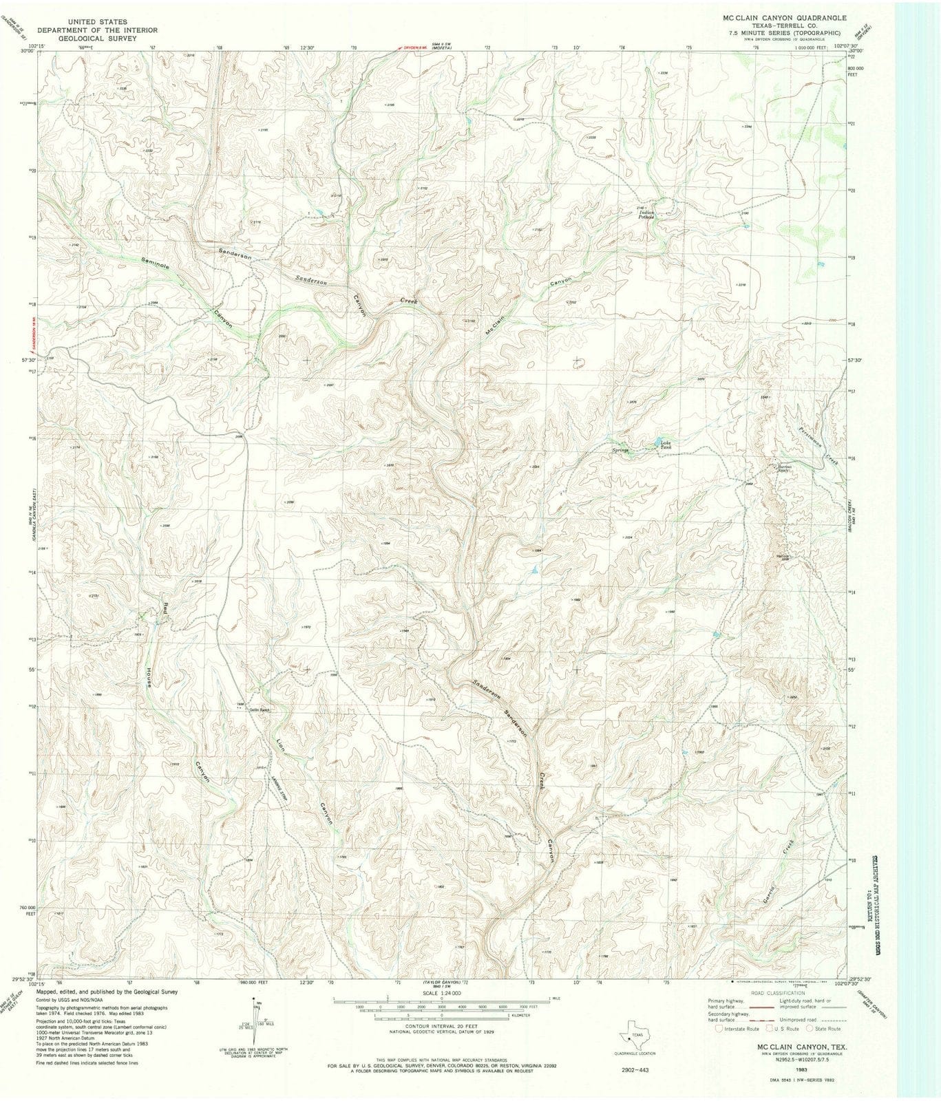 1983 McClain Canyon, TX - Texas - USGS Topographic Map
