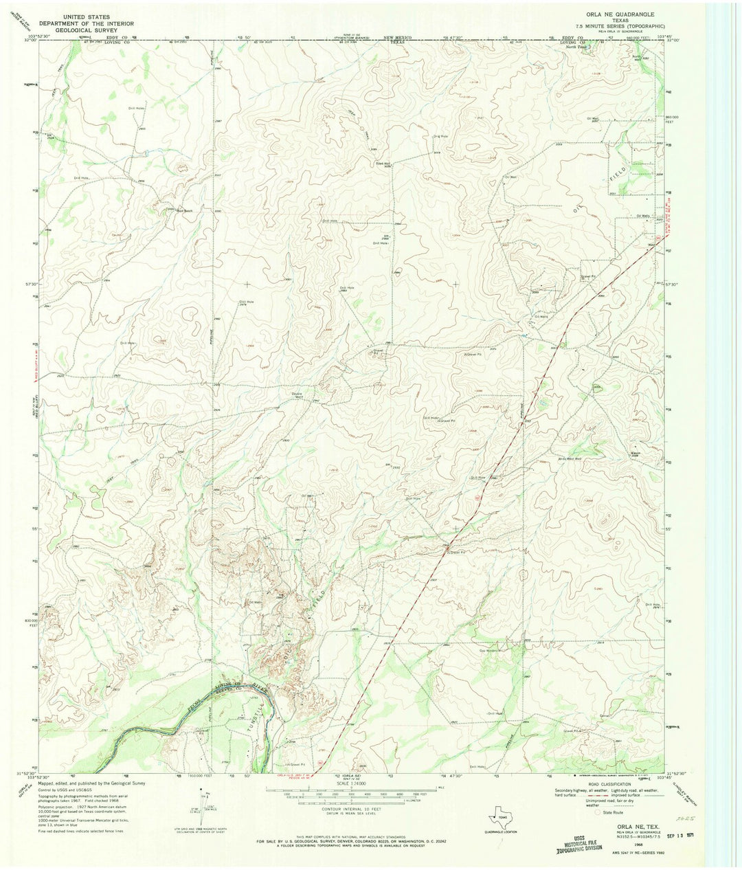 1968 Orla, TX - Texas - USGS Topographic Map