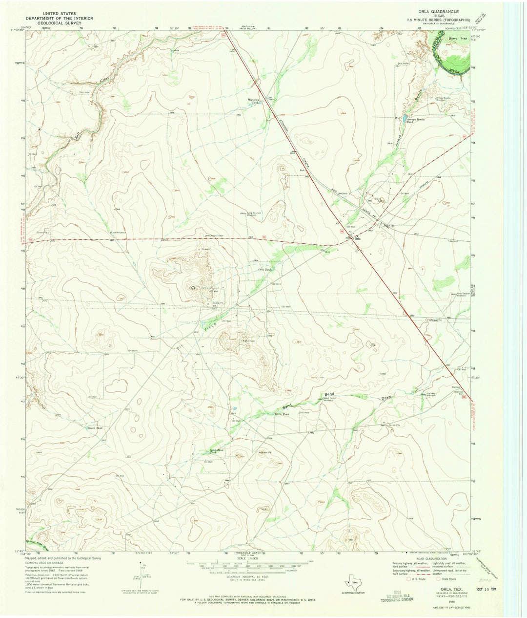1968 Orla, TX - Texas - USGS Topographic Map v2