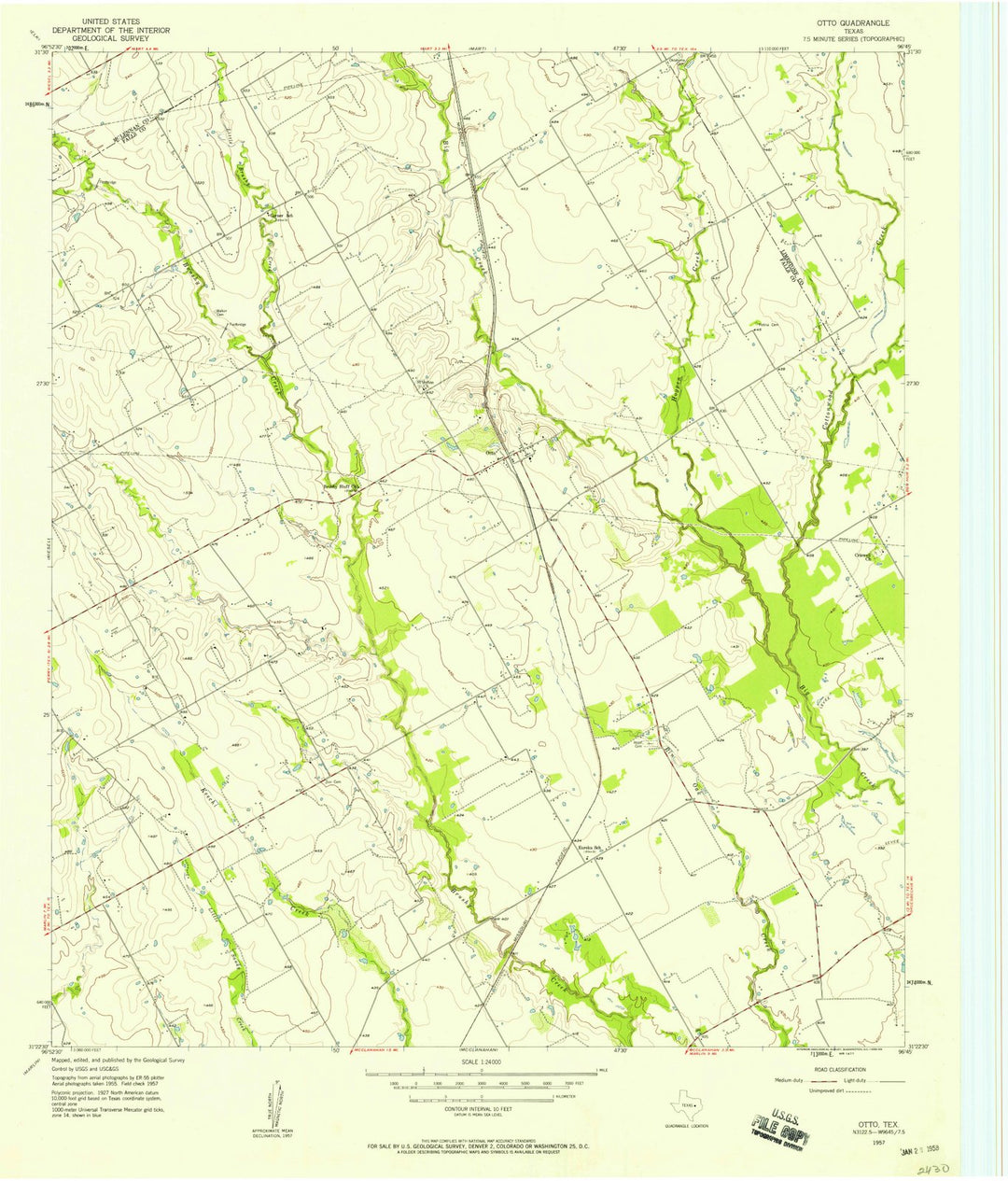 1957 Otto, TX - Texas - USGS Topographic Map