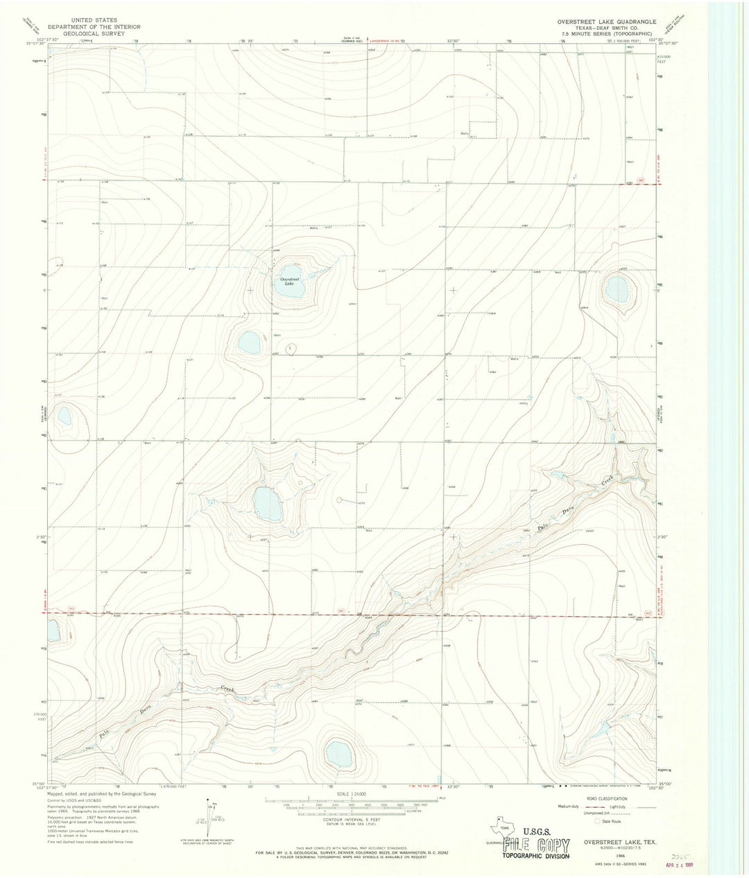 1966 Overstreet Lake, TX - Texas - USGS Topographic Map