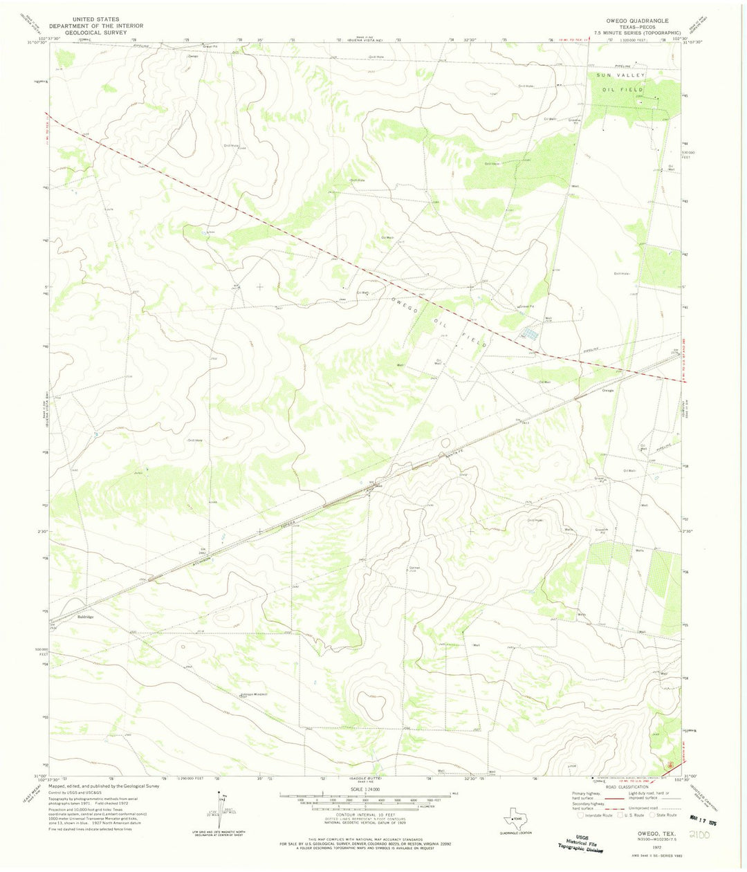 1972 Owego, TX - Texas - USGS Topographic Map