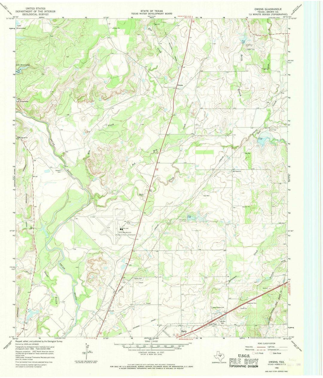 1966 Owens, TX - Texas - USGS Topographic Map