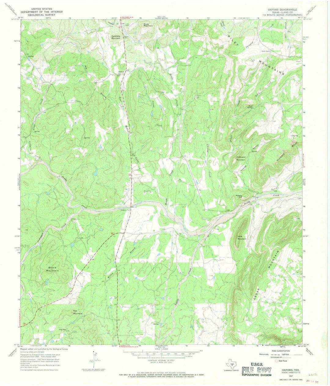 1967 Oxford, TX - Texas - USGS Topographic Map