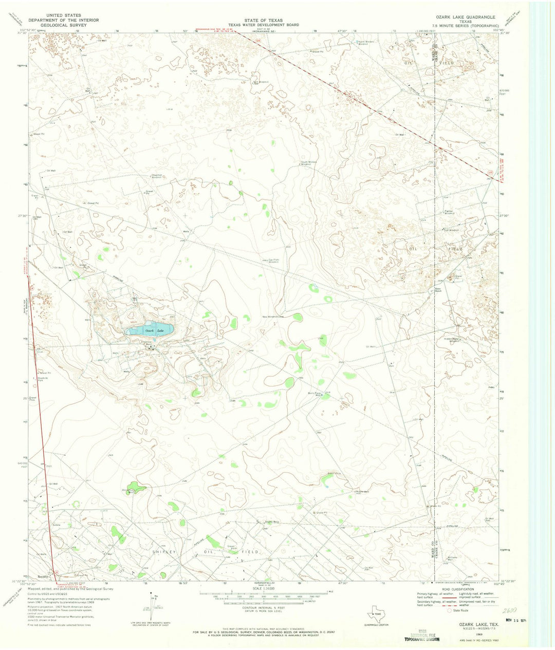 1969 Ozark Lake, TX - Texas - USGS Topographic Map