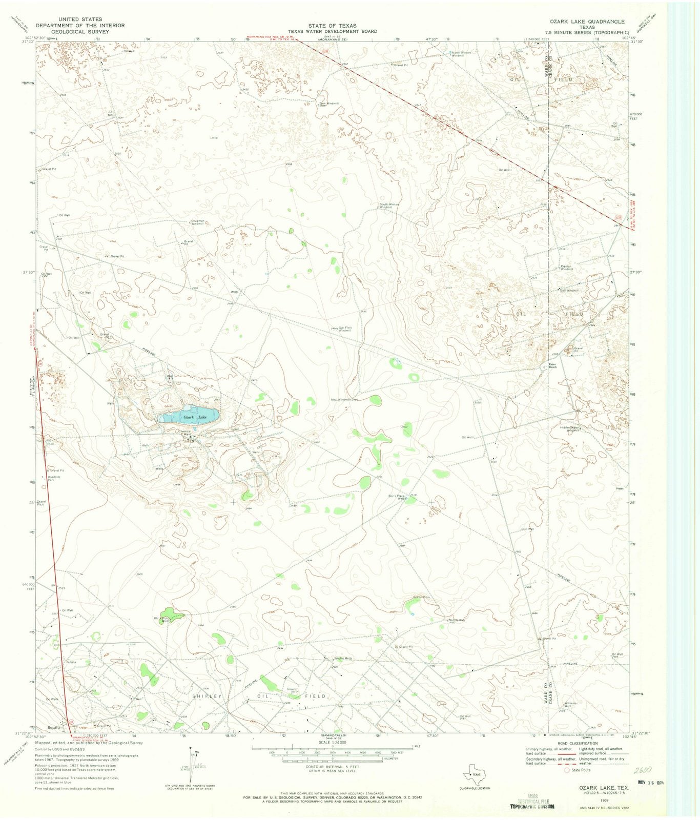 1969 Ozark Lake, TX - Texas - USGS Topographic Map