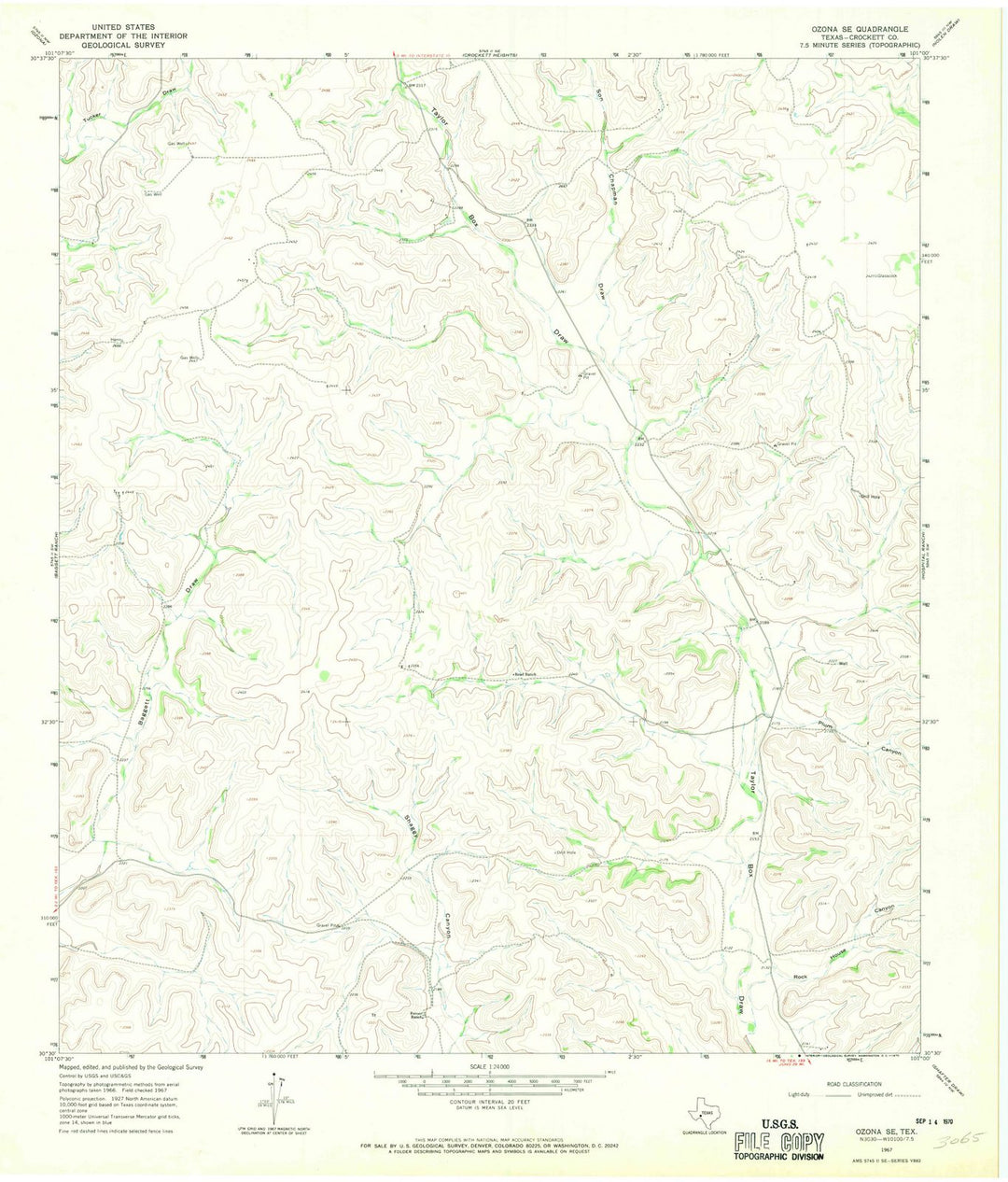1967 Ozona, TX - Texas - USGS Topographic Map