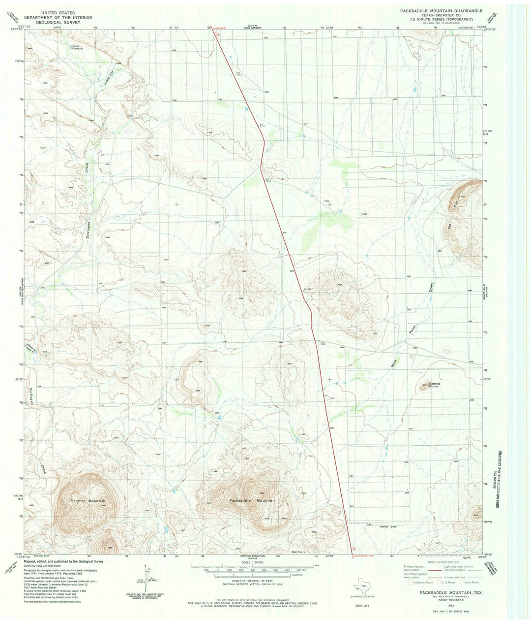 1983 Packsaddle Mountain, TX - Texas - USGS Topographic Map