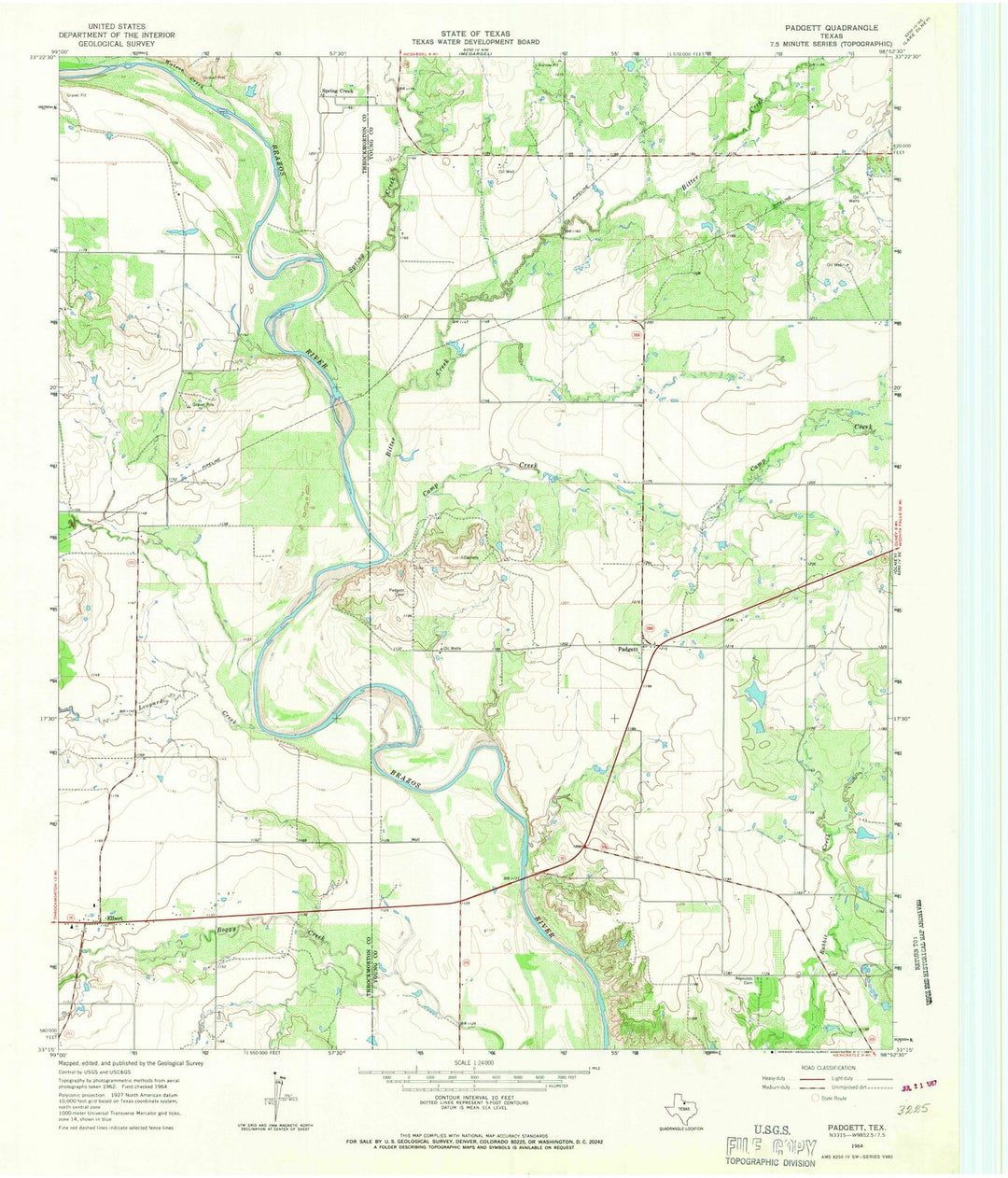 1964 Padgett, TX - Texas - USGS Topographic Map