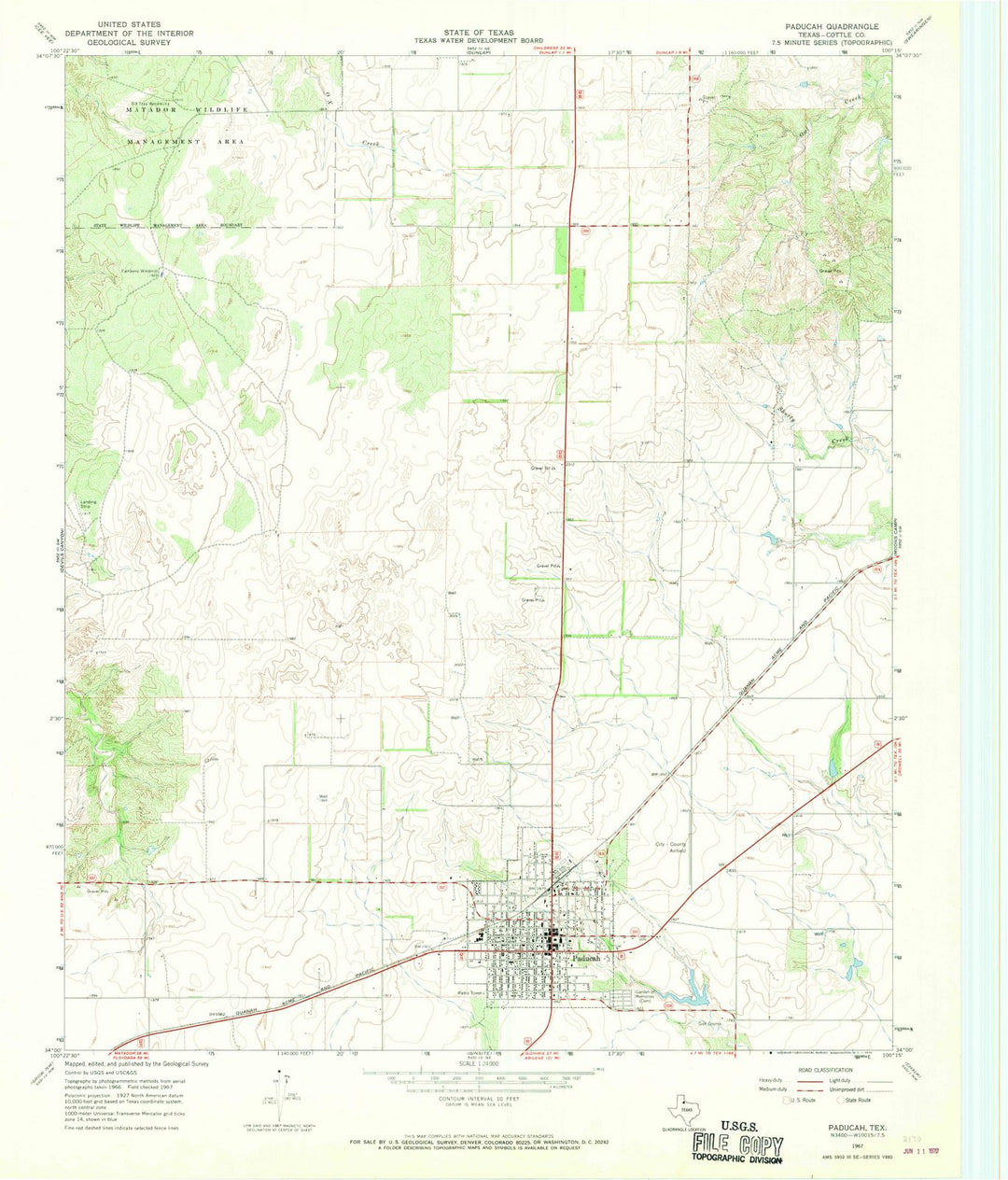 1967 Paducah, TX - Texas - USGS Topographic Map