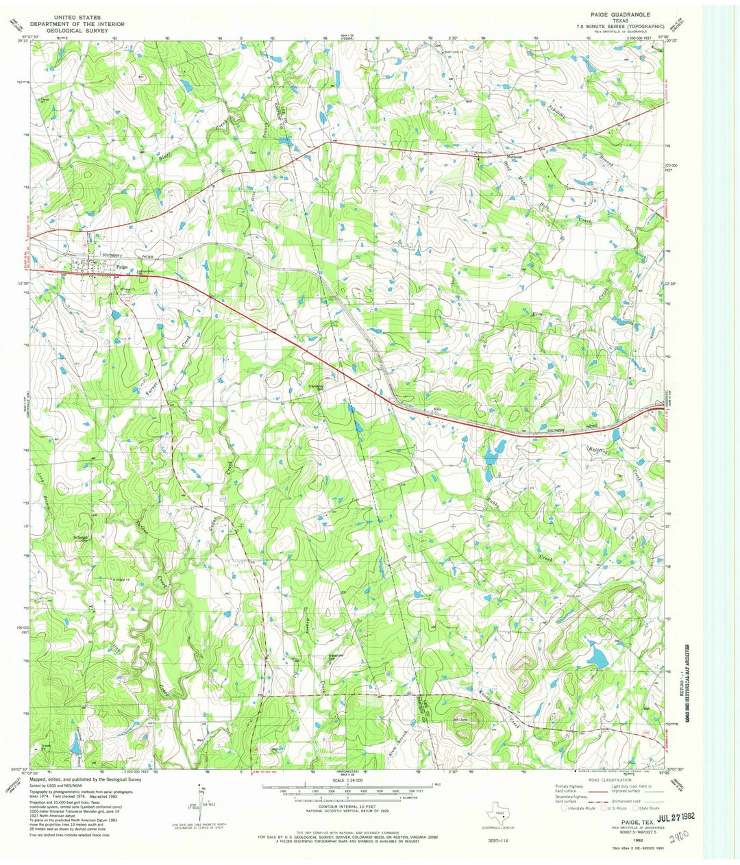 1982 Paige, TX - Texas - USGS Topographic Map
