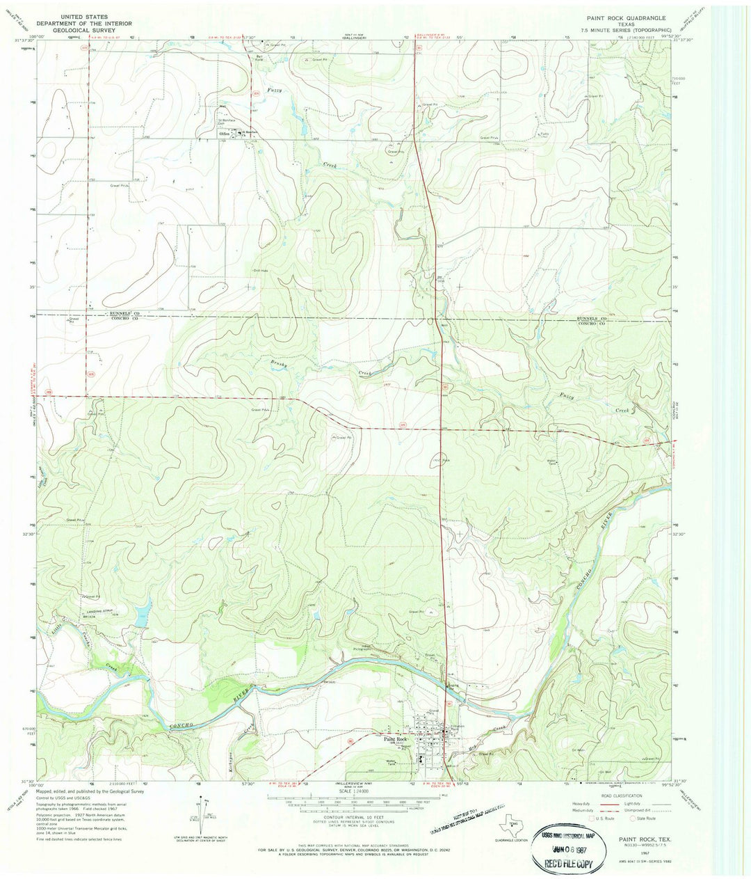 1967 Paint Rock, TX - Texas - USGS Topographic Map