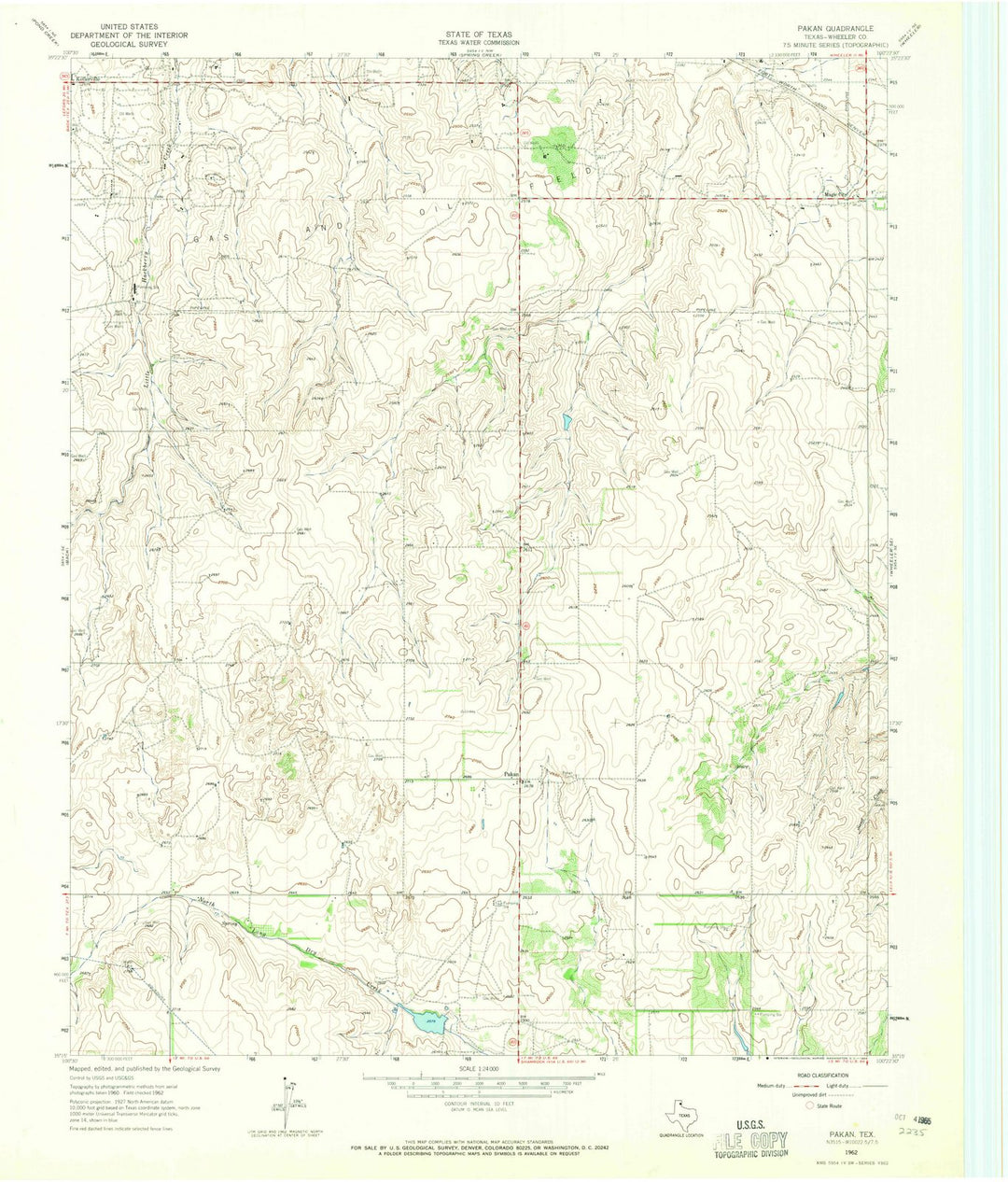 1962 Pakan, TX - Texas - USGS Topographic Map
