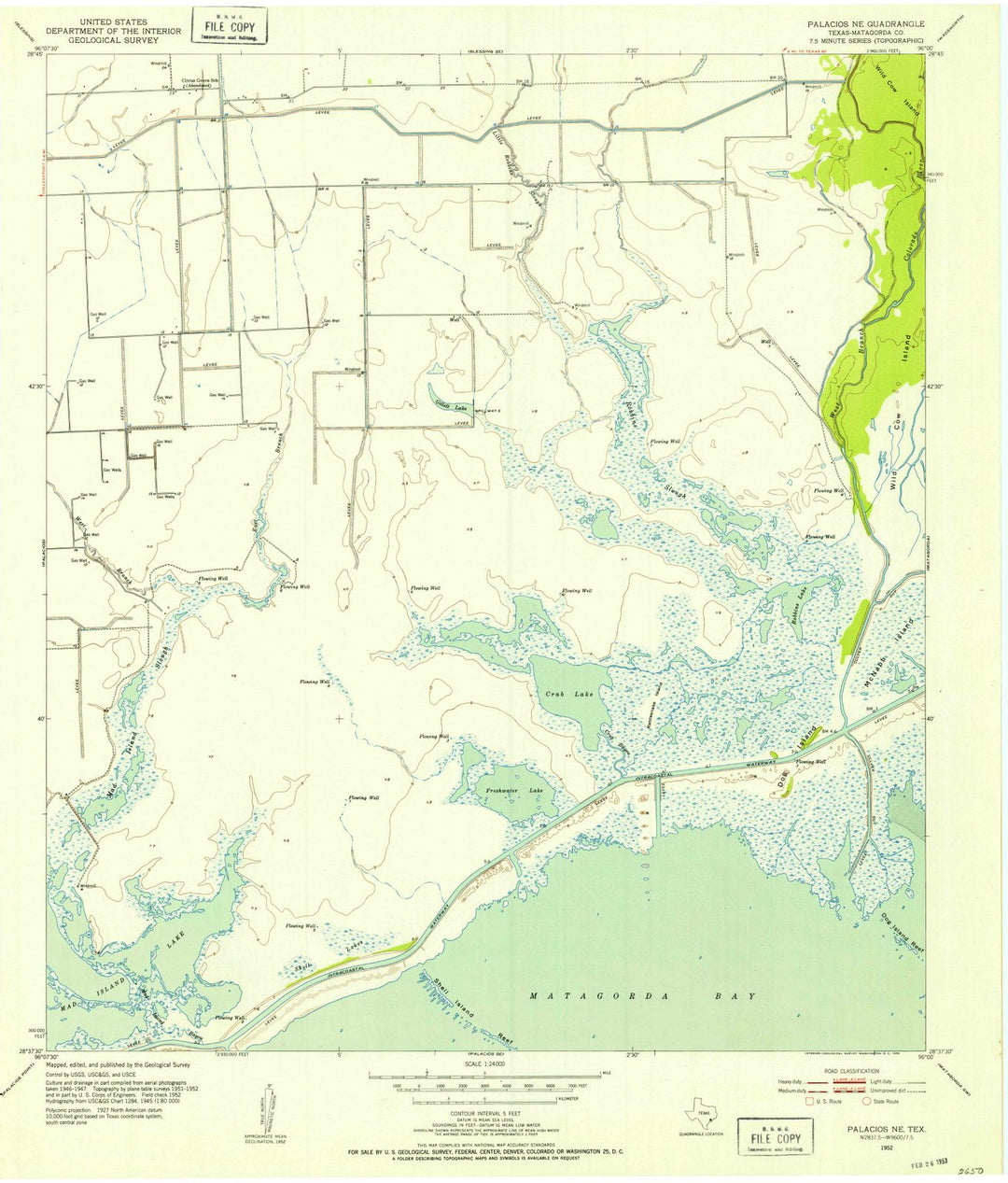 1952 Palacios, TX - Texas - USGS Topographic Map