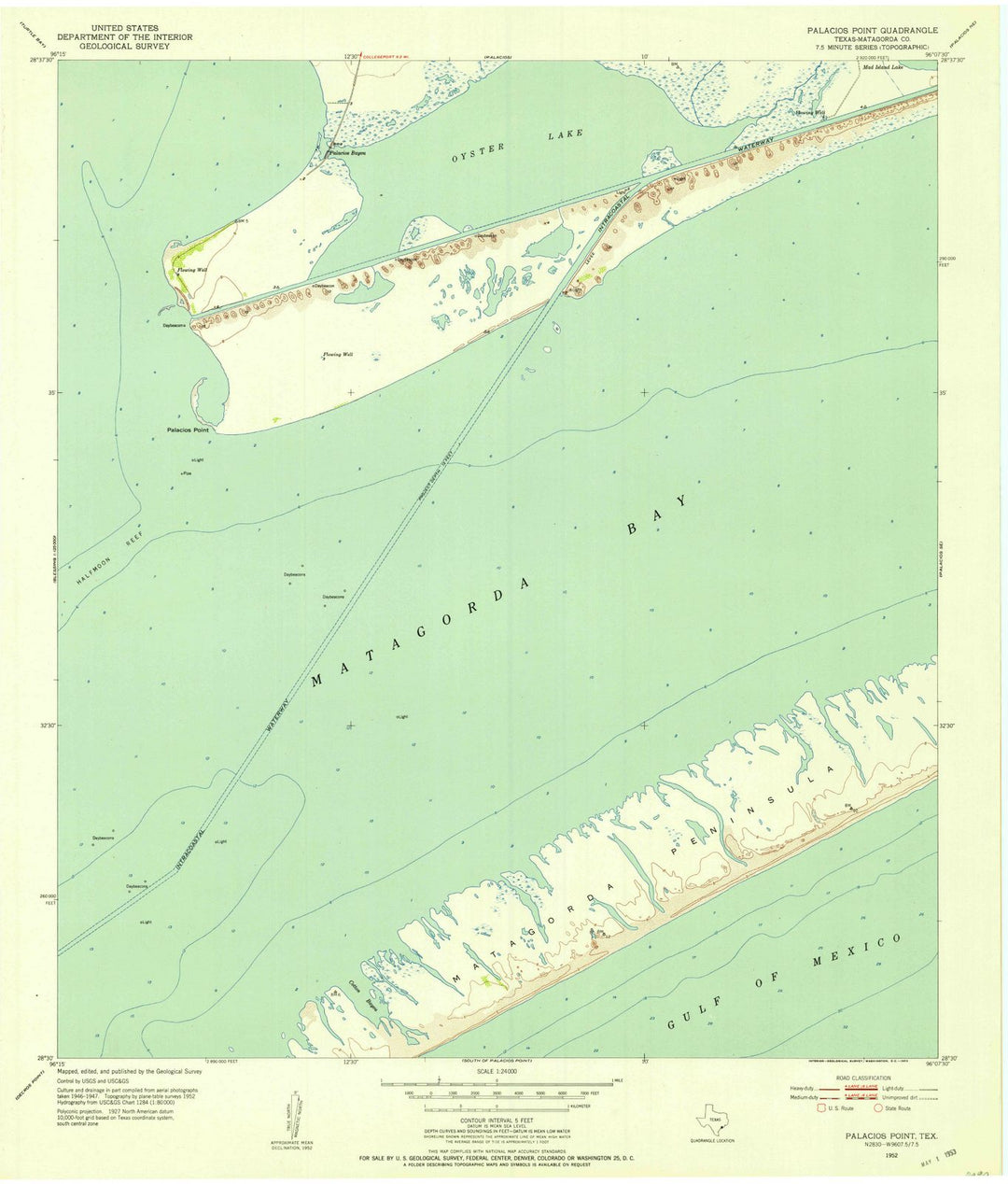 1952 Palacios Point, TX - Texas - USGS Topographic Map