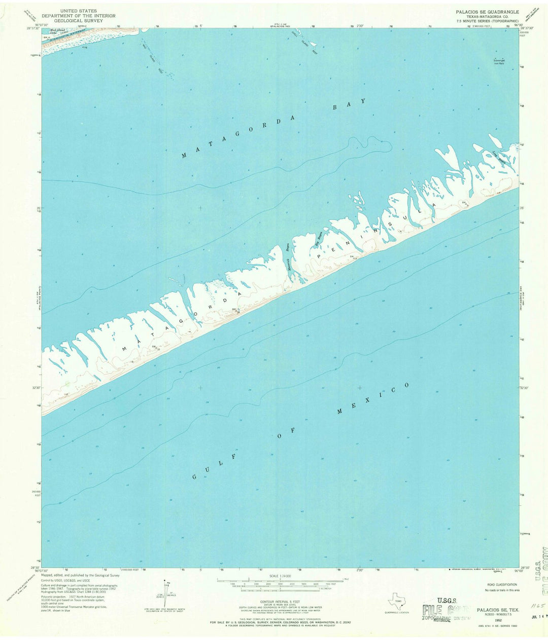 1952 Palacios, TX - Texas - USGS Topographic Map v2