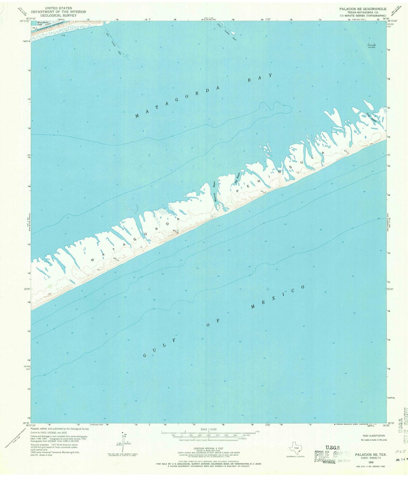 1952 Palacios, TX - Texas - USGS Topographic Map v2